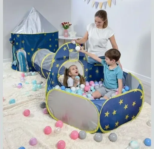 Barraca com Túnel e Piscina de Bolinha com Bolinhas inclusas 