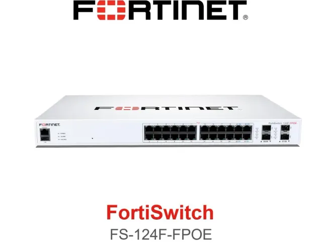 Switch NOVO NA CAIXA FortiSwitch FS 124F FPOE, Rede 24 portas