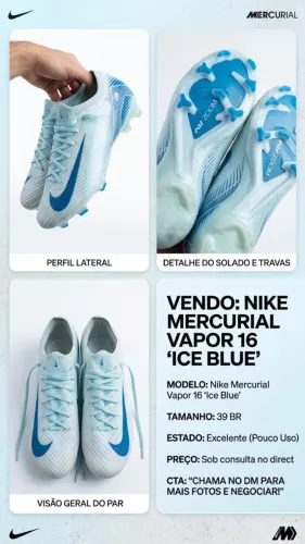Chuteira Nike Mercurial vapor 26 Ice blue