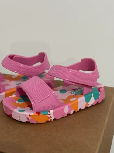Sandália Mini Melissa Infantil Rosa Estampada Tam 19/20