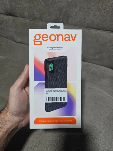 Power Bank Geonav 10000mAh Carregador Portátil 2 USB e USB-C - Novo Lacrado