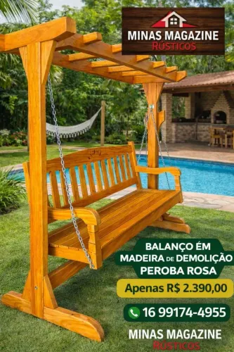 Balanço em madeira de Demolição Peroba rosa 