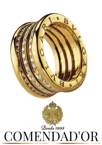 Alianças estilo Bvlgari, em ouro 18k.