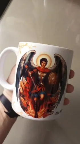 Caneca de Porcelana com Imagem de São Miguel Arcanjo