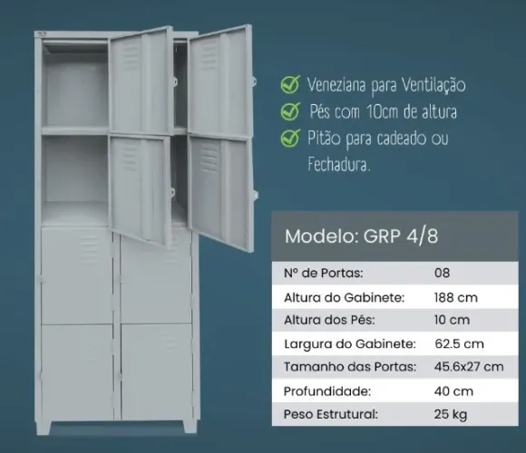 Armário de Aço 08 Portas - GRP 4/8