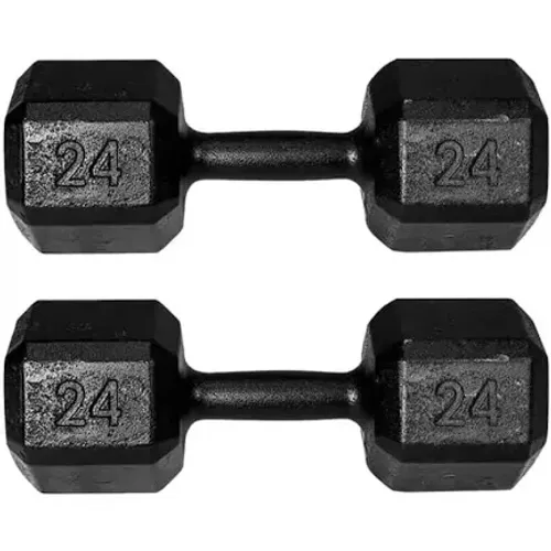 Par Halter Sextavado Dumbbell Pintado 24kg -total 48kg 