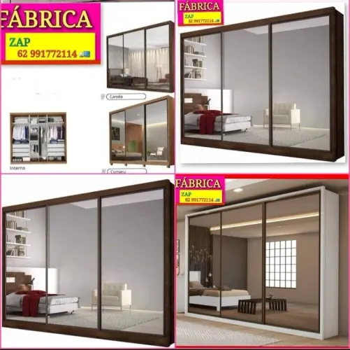 Guarda Roupa De Casal 100% MDF GIGANTE 3 PORTAS COM ESPELHOS INTEIROS 