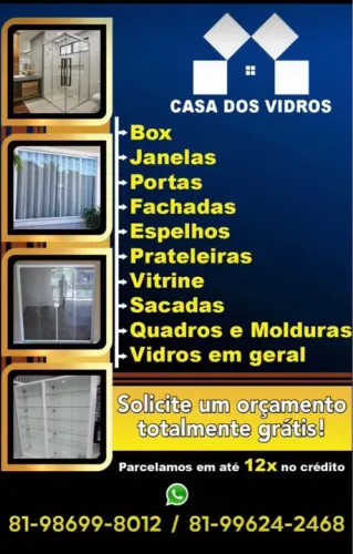 Montagens tudo em vidro temperado e Comum