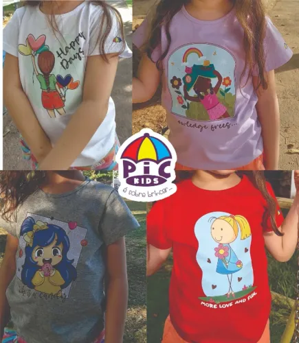 Camisa baby look feminina infantil algodão