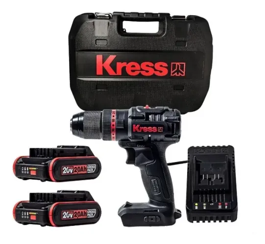 PARAFUSADEIRA KRESS IMPACTO BRUSHLESS 60NM 2VEL 20V C/2BAT 