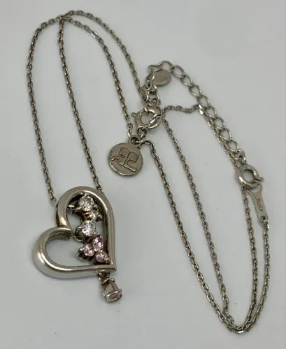 courreges colar de prata 925 com pingente de coração