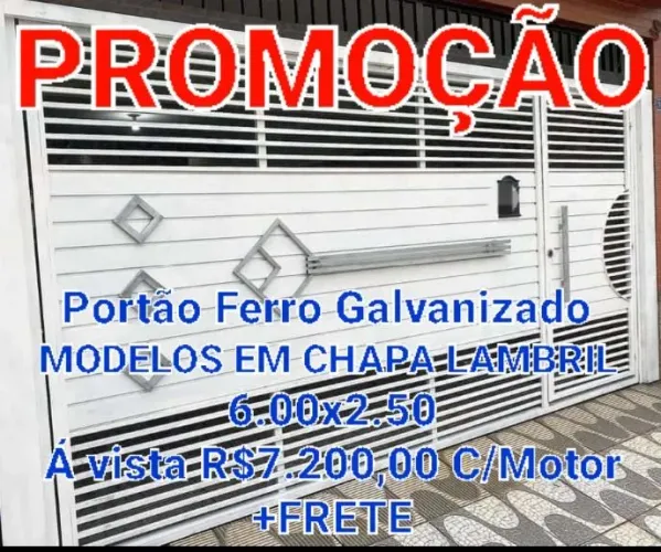 Portão Basculante 6.00x2.50 Chapa Lambril e Tubo 30x20 