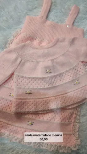 Saída de maternidade em tricot para menina