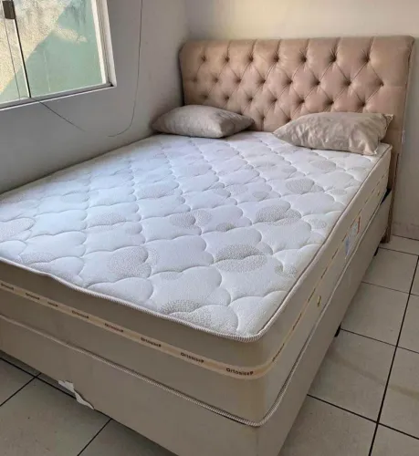 Cama Box Queem Completa com Colchão OrtoSleep
