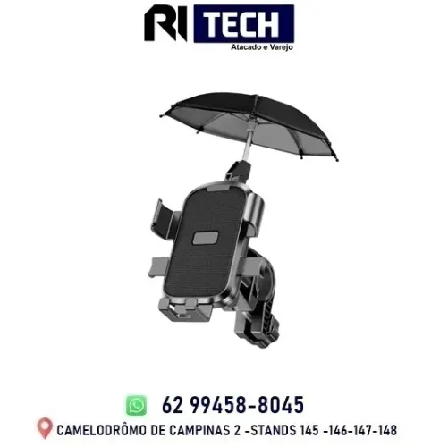 Suporte de Celular Moto Guarda Chuva Protege do Sol Entregador Delivery