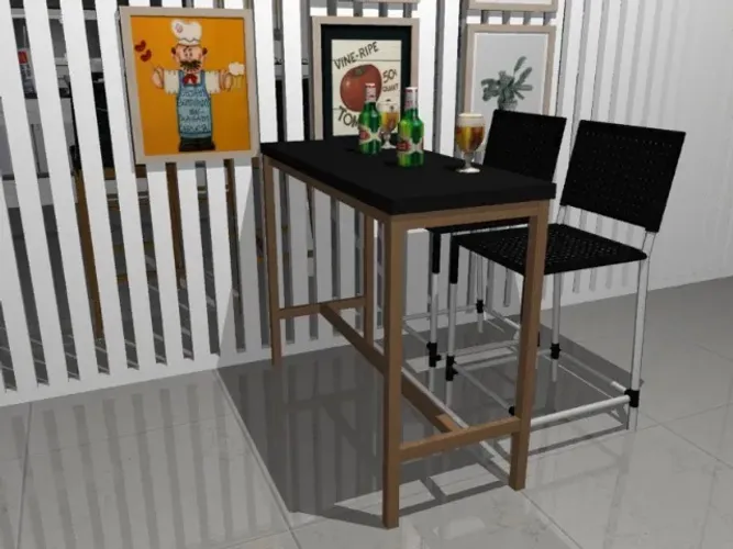 Mesa Alta Delluxe Wood. Alto Padrão: L120cm x P40cm X A90cm