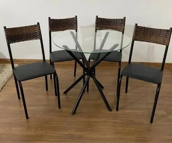 Conjunto Mesa Atlanta Tampo Vidro Pronta Entrega 