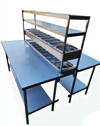 Mesa para montagem de sanduíches e pizzas em inox