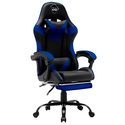CADEIRA GAMER NINJA MINATO, RECLINÁVEL, PRETA E AZUL