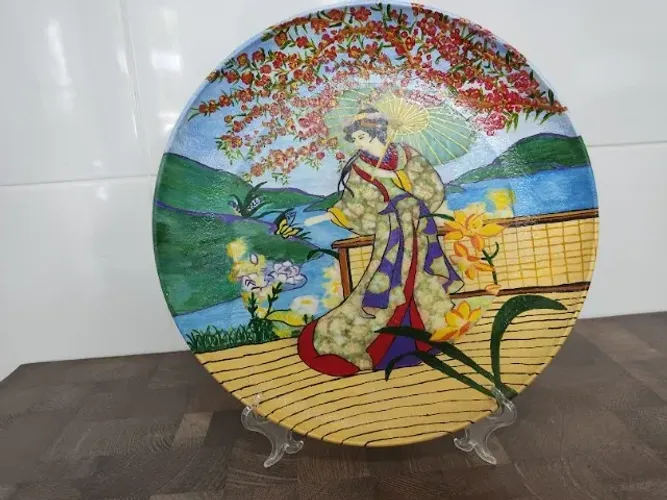 Prato Decorativo de Parede Decoupagem Japonesa2- 29cm