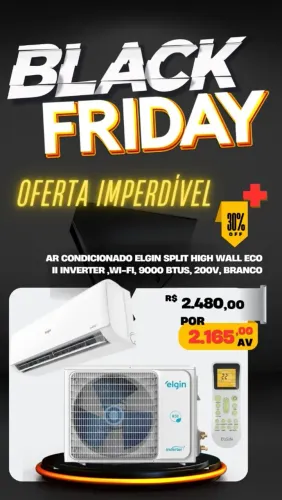 Ar Condicionado Elgin Split High Wall Eco II Inverter ,WI-FI, 9000 BTUs, 200V, Branco