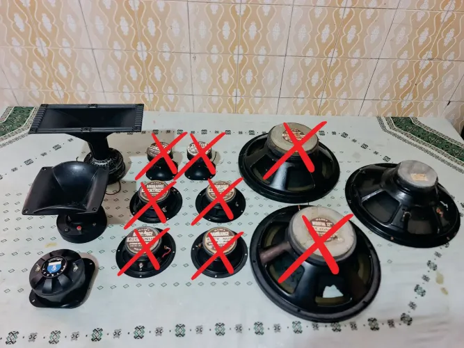 Lote de Alto-falantes, tweeters e cornetas - Equipamento de som (Leia o anúncio)