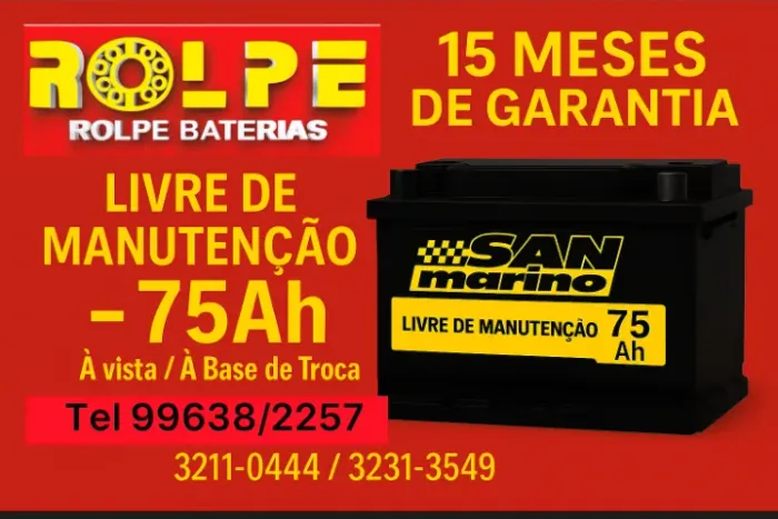 Bateria 75 ah San Marino \ 15 Meses de Garantia