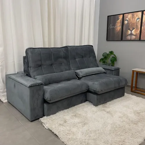 Sofá Retrátil e Reclinável Veneza 250cm Molas Ensacadas p543
