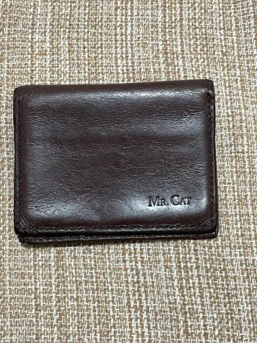 Carteira / Porta-Cartões Couro Genuíno Mr. Cat - Marrom Escuro - Ótimo Estado