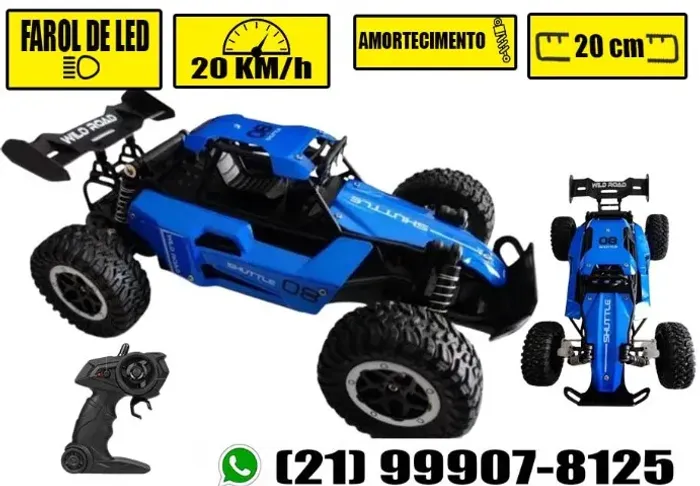 Carrinho de Controle Remoto 20km/h - LED, suspensão e 24cm