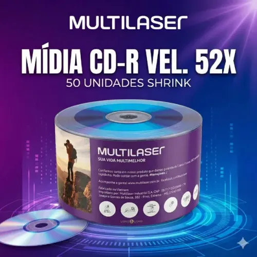 Mídia Cd-R Vel. 52X - 50 Un. Shrink - CD051