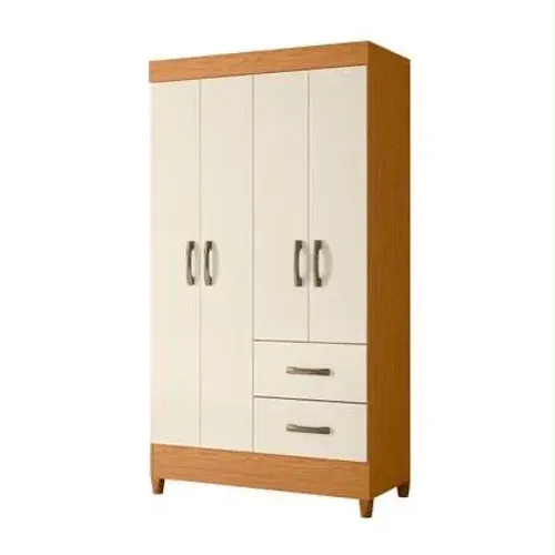 Guarda-Roupa Branco 4 Portas com 2 Gavetas