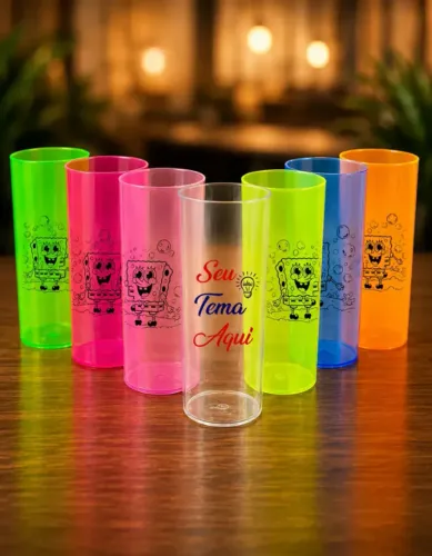 Copo Long Drink Neon Personalizado em DTF UV