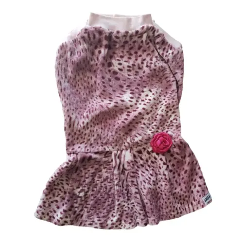 Roupa Cachorro Vestido Rosa Onça Griff Dog Tamanho 3
