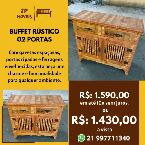 Buffet Rústico 02 Portas Ripado