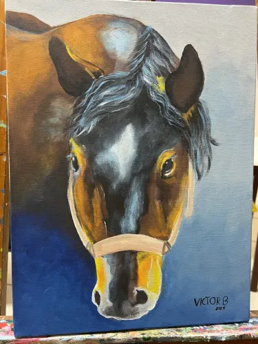 Quadro de cavalo pintado a mão