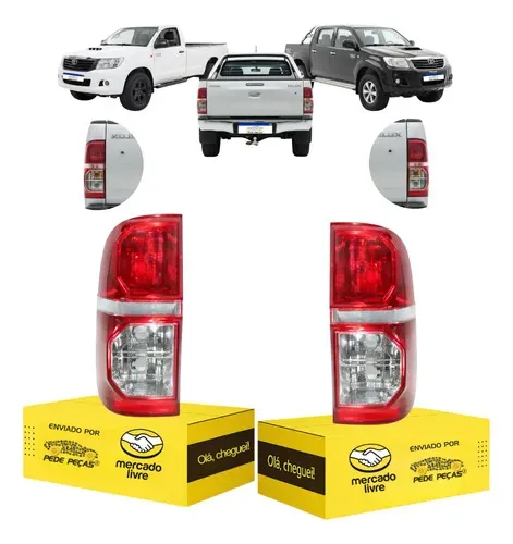 Par Lanterna Hilux 06 07 08 09 10 11 2012 2013 2014 2015 Ambos Lados Cristal