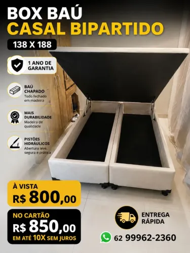 Box baú casal Bi partido - Diversas opções de cores. Escolha a sua favorita!