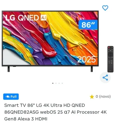 Smart TV 86" LG 4K Ultra HD QNED