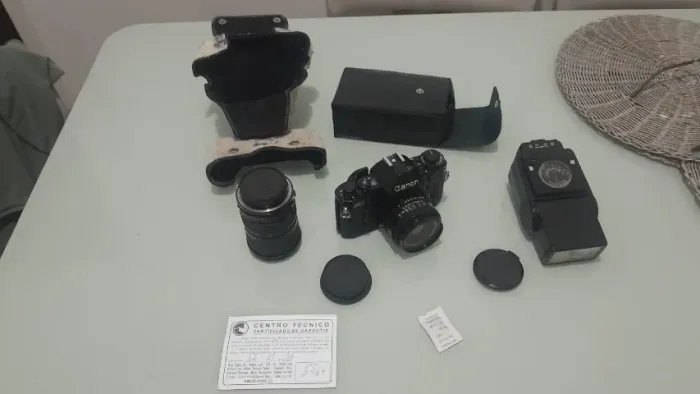 Canon A1+50mm+35-70mm+Flash, revisada com garantia