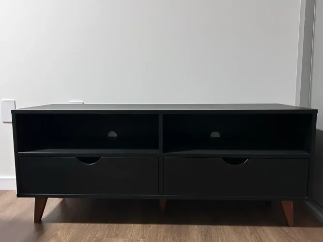 Rack para TV 2 gavetas Preto/Nozes