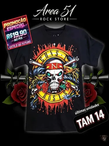 Camisa tam 14 rock últimas unidade Promoção