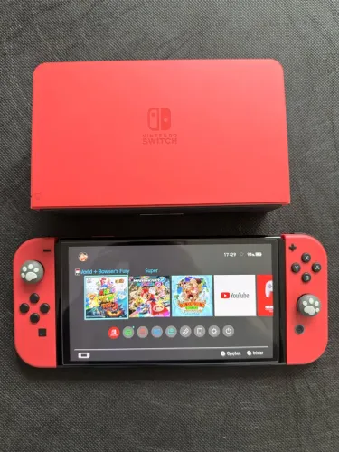Switch OLED Versão Mário + Jogos + Acessórios