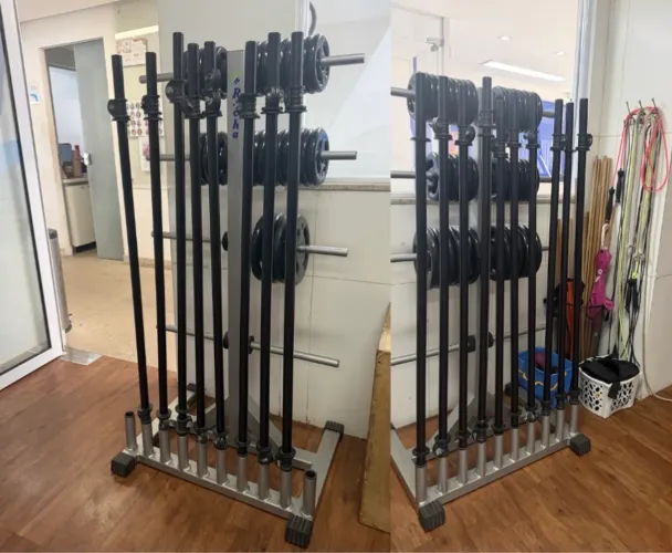 2 conjunto de barras, anilhas e suporte