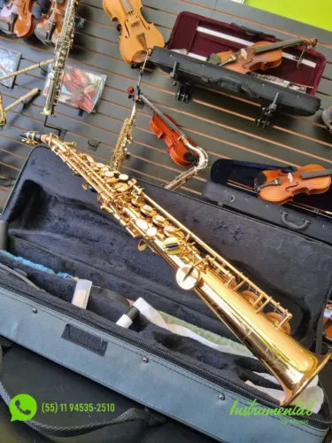 Saxofone Soprano Reto Sib Dominante Laqueado Novo