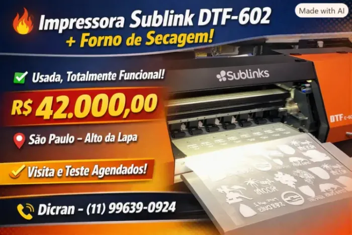 Impressora Sublink DTF-602 + Forno de Secagem