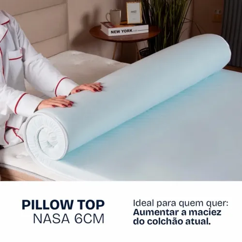 Pillow Top Casal Viscoelástico Espuma da NASA 138x188x6cm