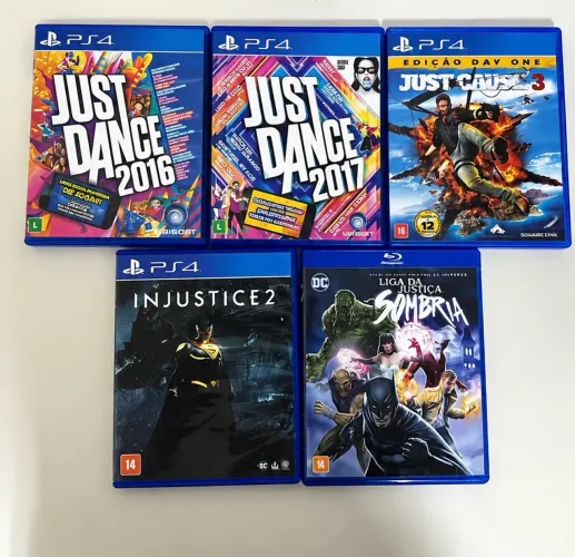 Jogos PS4 Originais - Just Dance, Injustice, Just Cause e Liga da Justiça
