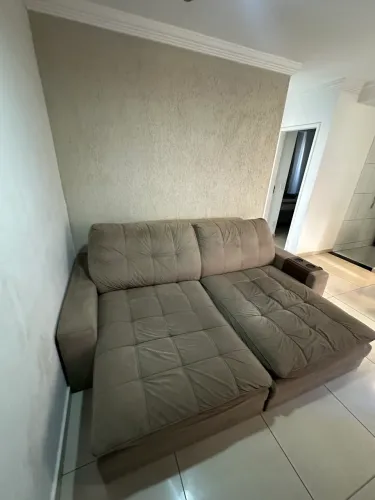 Sofá Retrátil Reclinável Suede Porta Copos