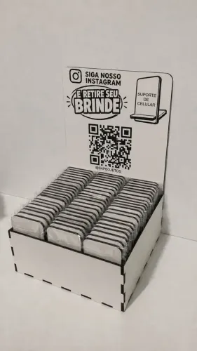 Caixa Display Com 63 Suportes De Celular Para Brindes